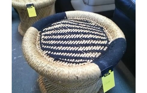 TABOURET OSIER MARRON ET NOIR