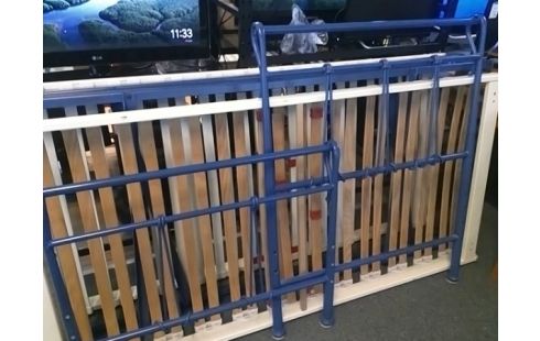 LIT METAL BLEU 90X190 AVEC SOMMIER A LATTES