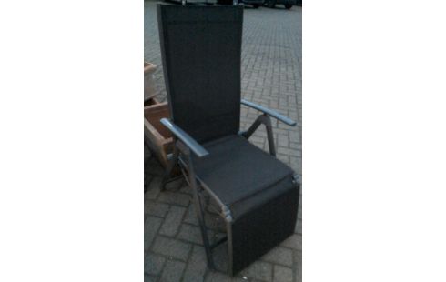 CHAISE DE JARDIN PLIANT GRIS ALUMINIUM