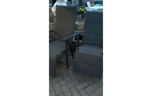 CHAISE DE JARDIN PLIANT GRIS ALUMINIUM L UNITE