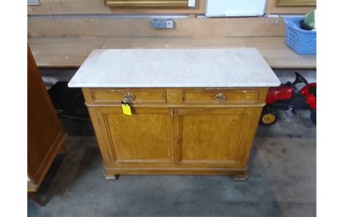 BAHUT BAS 2 PORTES / 2 TIROIRS DESSUS MARBRE