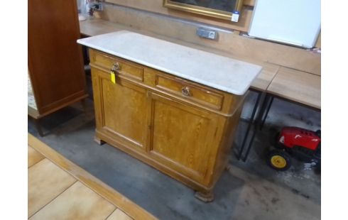 BAHUT BAS 2 PORTES / 2 TIROIRS DESSUS MARBRE