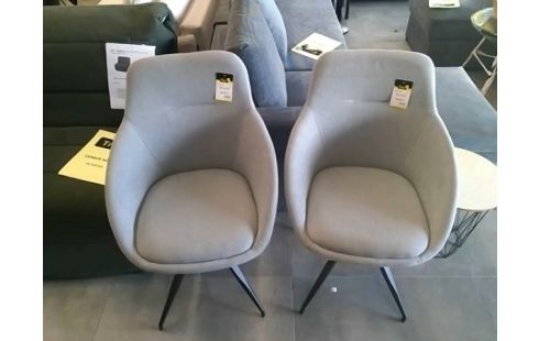 FAUTEUIL TISSU GRIS PIEDS METALLIQUES