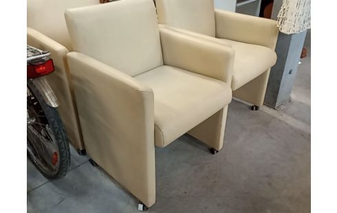 FAUTEUIL CLUB PU BEIGE LOT DE 4