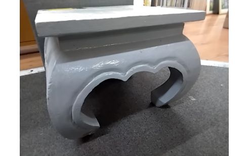 TABOURET Bas bois peint gris style opium