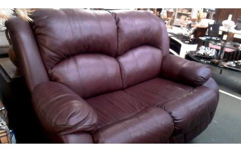 BUTACA. 2 PLAZAS PARDO IMITACIÓN CUERO