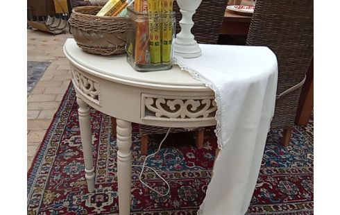 TABLE DEMI LUNE PATINEE BLANCHE