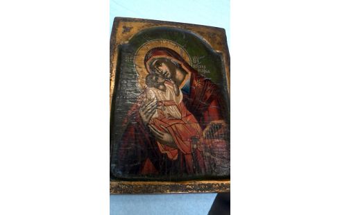 ICOON GRIEKS VERGULD HOUT OLV MET KIND