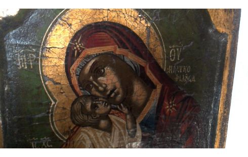 ICOON GRIEKS VERGULD HOUT OLV MET KIND