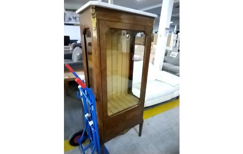 VITRINE 1 PORTE MARQUETEE DESSUS MARBRE