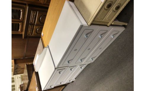 COMMODE BLANCHE BLEU 3 TIROIRS