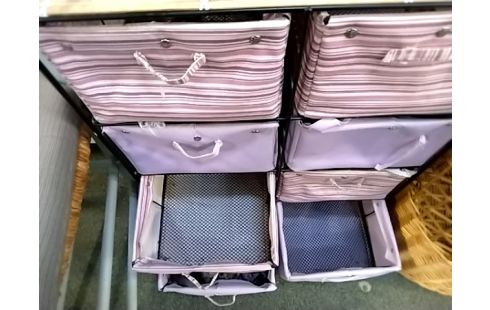 MEUBLE D'APPOINT Tour metal 8 tiroirs tissu