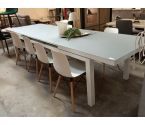 TABLE METAL BLANC/VERRE 1 ALLONGE MAGNIFIQUE