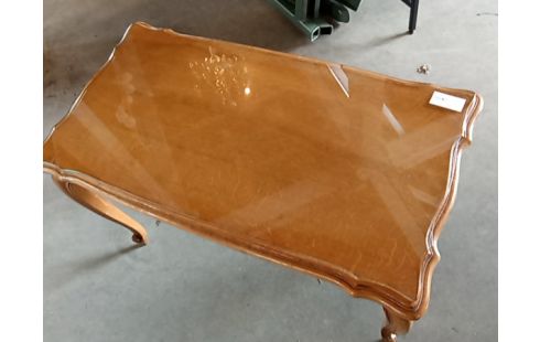 TABLE BASSE CHENE LOUIS XV VERRE
