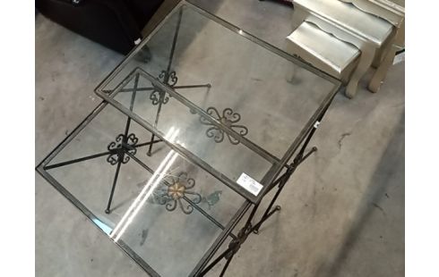 TABLES GIGOGNES VERRE ET FER FORGE LOT 2