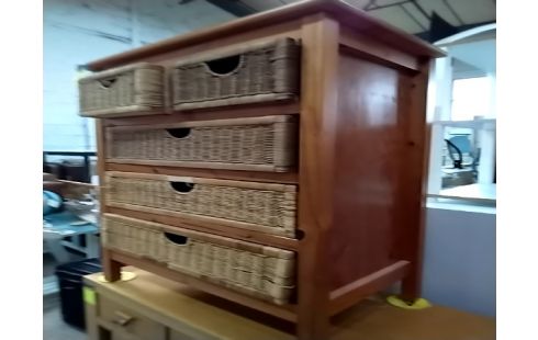 COMMODE Rotin 5 tiroirs