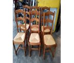 CHAISES BOIS ET PAILLE LOT DE 6