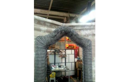 SPIEGEL I.R. RATTAN GRAU FLORAL VERZIERT