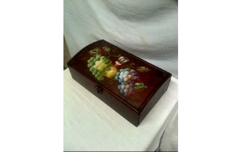 KISTE HOLZ RECHTECKIG FRUCHTMOTIV DUNKEL