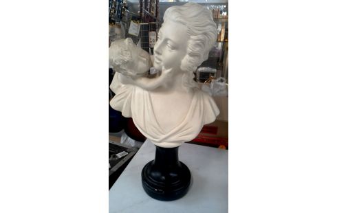 BUSTE FEMME MET ENFANT PLATRE BLANCHE NOIR
