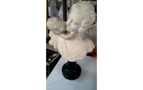 BUSTE FEMME MET ENFANT PLATRE BLANCHE NOIR