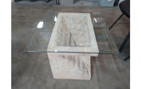 TABLE BASSE IMITATION PIERRE PLATEAU VERRE