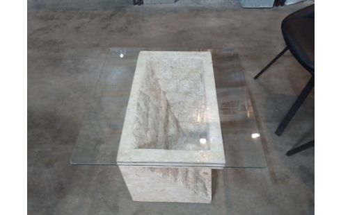 TABLE BASSE IMITATION PIERRE PLATEAU VERRE