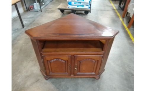 MEUBLE TV D'ANGLE BOIS MASSIF 2 PORTES