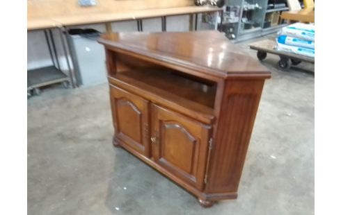 MEUBLE TV D'ANGLE BOIS MASSIF 2 PORTES