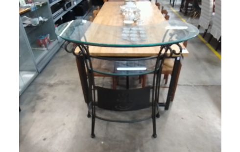 CONSOLE DEMI LUNE VERRE METAL