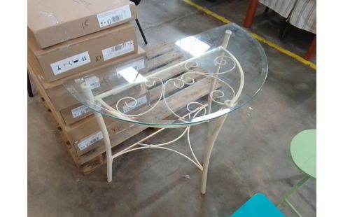CONSOLE DEMI LUNE VERRE METAL