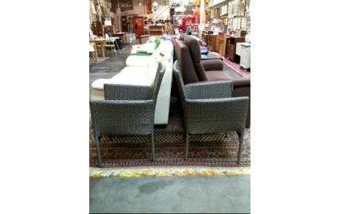 CHAISE DE JARDIN GRIS ROTIN PLASTIQUE