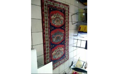 TEPPICH MEXIKANISCHER STIL FRANZEN ROT BLAU