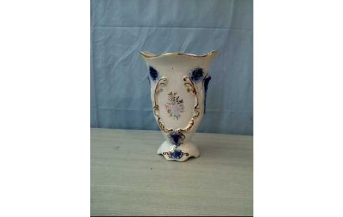 VASE PORZELLAN <ARPO> BLAU FLORAL RUMÄNIEN