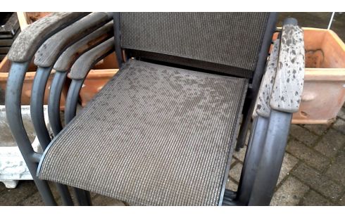 4 SILLAS DE JARDÍN HARTMAN GRIS ALUMINIO