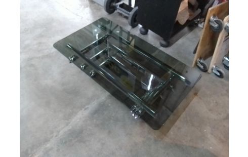 TABLE BASSE DESIGN ACIER VERRE FUME