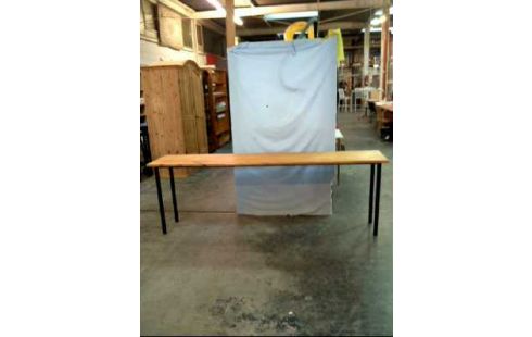 TISCH LANG HOLZ HELL METALLFÜßE SCHWARZ