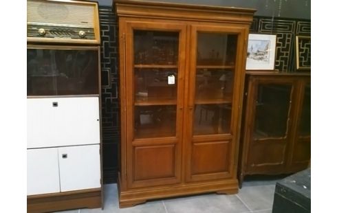 BIBLIOTHEQUE 2 PORTE VITRE RUSTIQUE