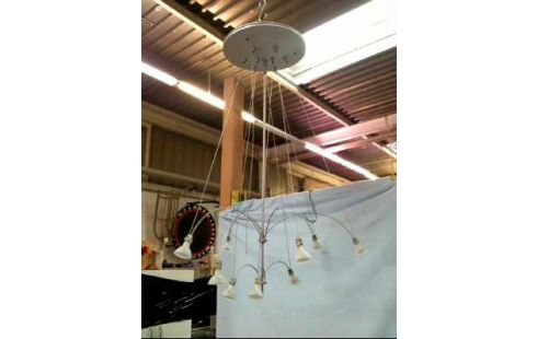 DECKENLAMPE SILBER DRAHTSEILE 9-LEUCHT.