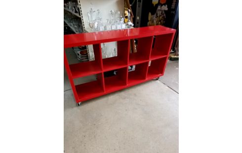 MEUBLE DE RANGEMENT SUR ROULETTES 160X36 ROUGE
