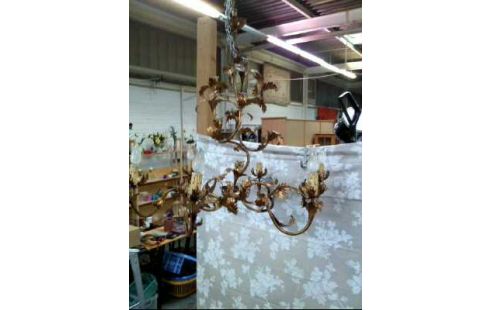 KRONLEUCHTER METALL 6-L FLOR, GOLDF. VERZ.