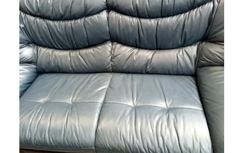 SALON CUIR BLEU 3+1+1