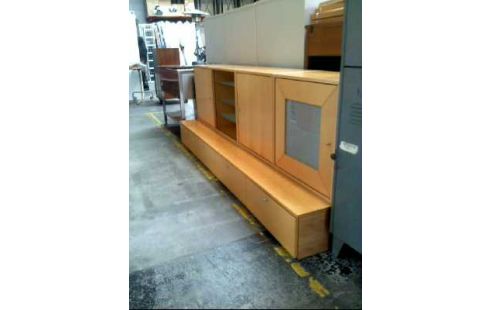 WOHNWAND HOLZ HELL 4-SCHUB. 10-EB. 3-TÜR.