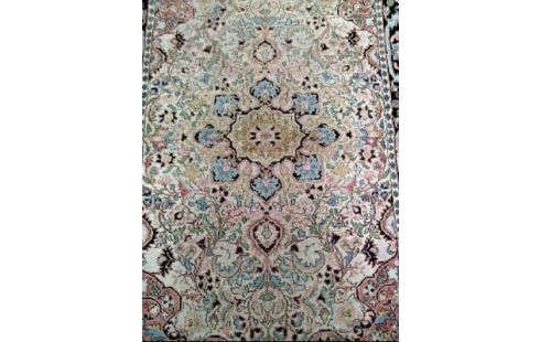 TEPPICH GEMUSTERT FLORAL ROSA BLAU SCHW.