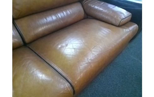 CANAPE 2P CUIR MARRON