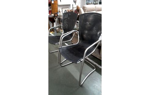 2 SILLAS DISEÑO ACERO INOXIDABLE NEGRO NILÓN