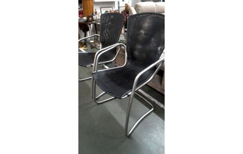 2 SILLAS DISEÑO ACERO INOXIDABLE NEGRO NILÓN