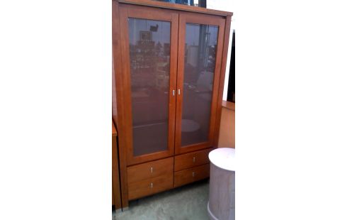 ESCAPARATE MACIZO, , MADERA 2 PUERTAS 4 CAJONES ILUMINADO ESTERA HIELO