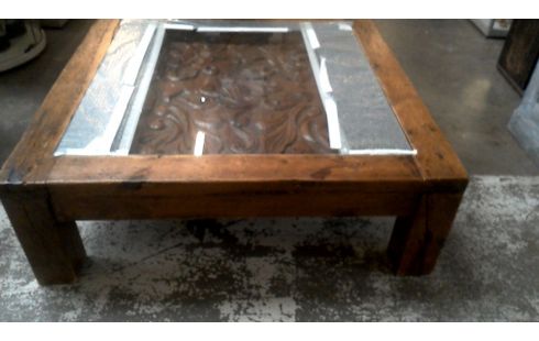 SALONTAFEL MEXICO GLAZEN BLAD/HOUTWERK