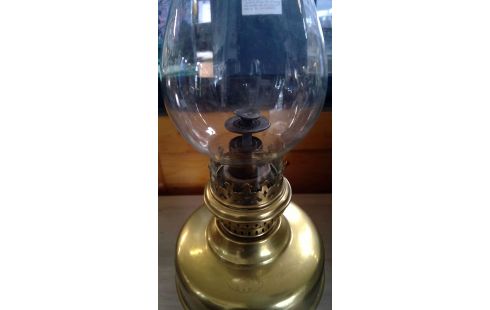 OLIELAMP MESSING EN  GLAZEN BLAKER